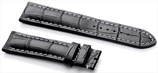 Breitling Style Black Crocodile Leather Watch Strap with White Stitching