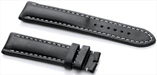 Breitling Black Smooth Calf Leather Watch Strap with White Stitching