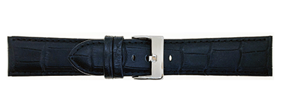 Padded Black Crocodile Leather Watch Strap