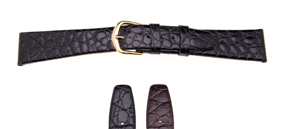Crocodile Grain Leather Watch Strap
