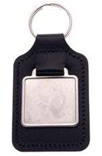 Square Leather Board Key Fob with Landscape Blank Decal