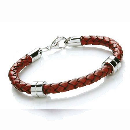 T1058 Rust Men's Leather Bracelet with Charms