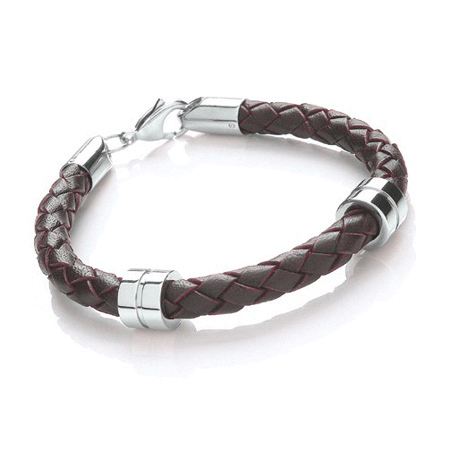 T1058 Brown Men's Leather Bracelet with Charms