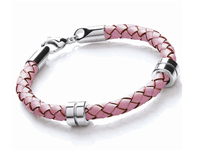 T1058 Pink Ladies Leather Bracelet with Charms