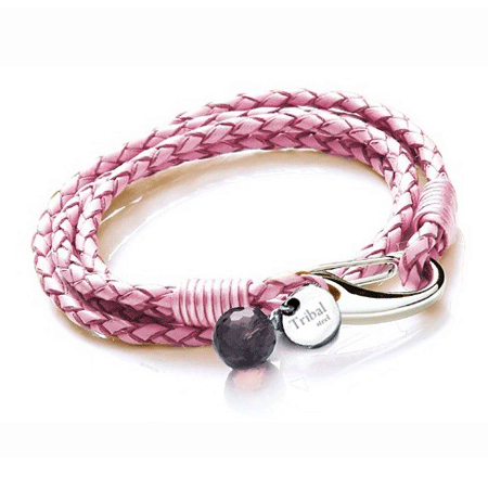 T1130 Pink Ladies Double Wrap Leather Bracelet