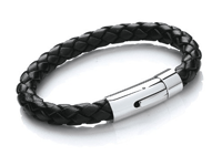 T659 Black Men's Plaited Bolo Leather Bracelet