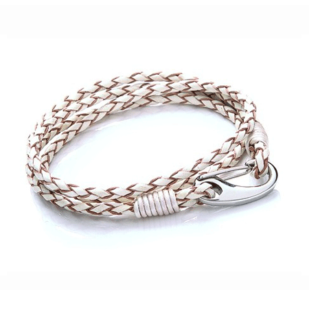T758-2 White Ladies Double Wrap Leather Bracelet