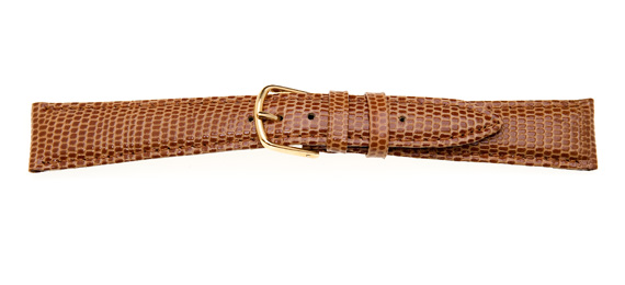 Padded Lizard Grain Leather Watch Strap