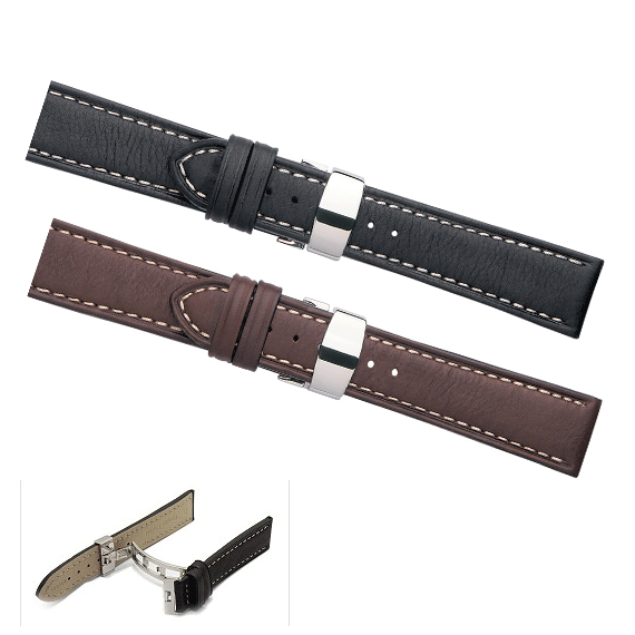 Vintage Calf Watch Strap with Deployment Clasp