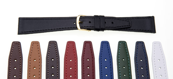 Mens 18mm Closed-end Leather Watch Strap