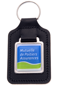 Square Leather Key Fob with Portrait Domed Decal