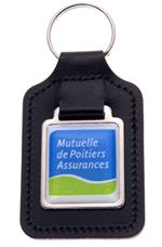 Square Leather Board Key Fob with Portrait Domed Decal