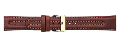 18mm Padded Double Ridge Leather Watch Strap